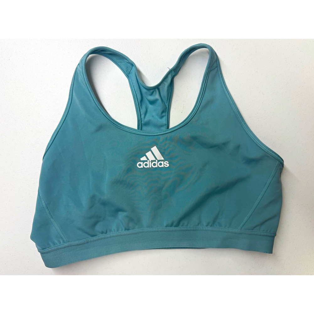adidas Women's Blue Racerback Sports Bra M Wireless Full Coverage Medium Support